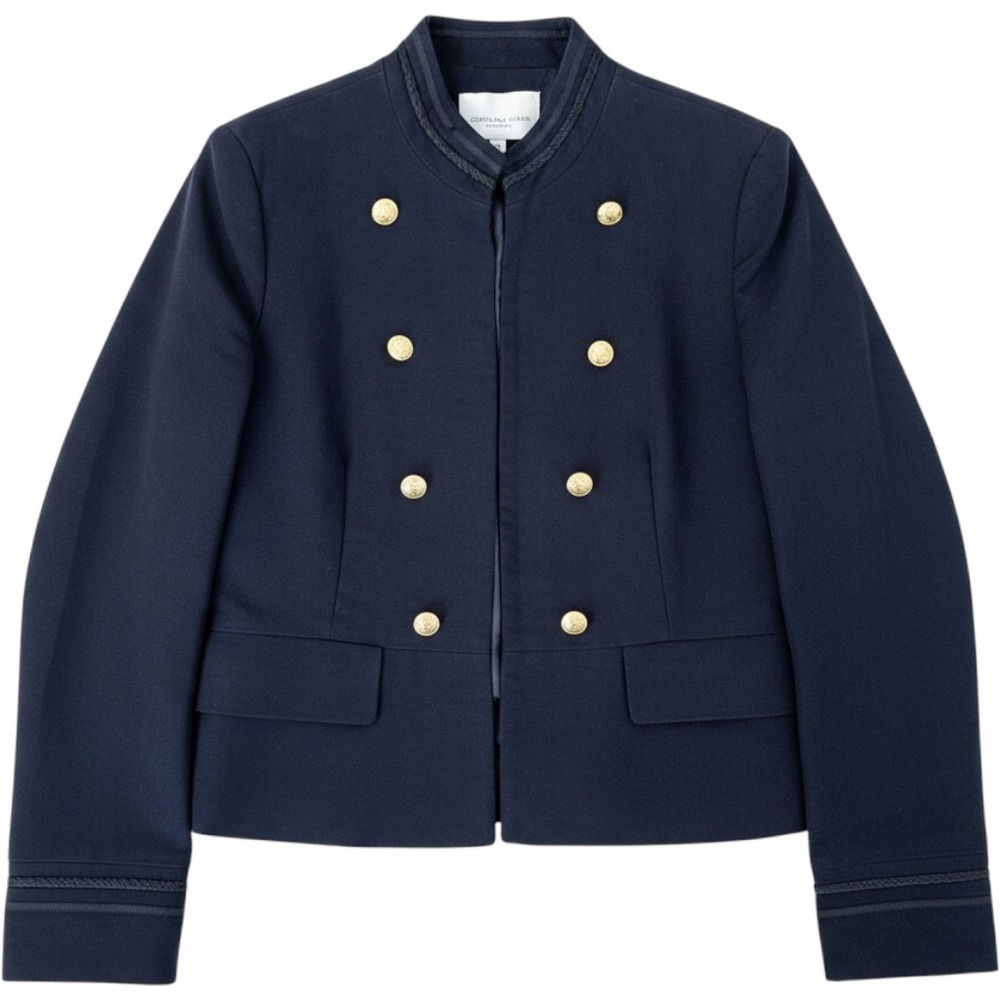Carolina Belle Black Military Jacket Women's Medium ~ Gold Crest Buttons, Cotton